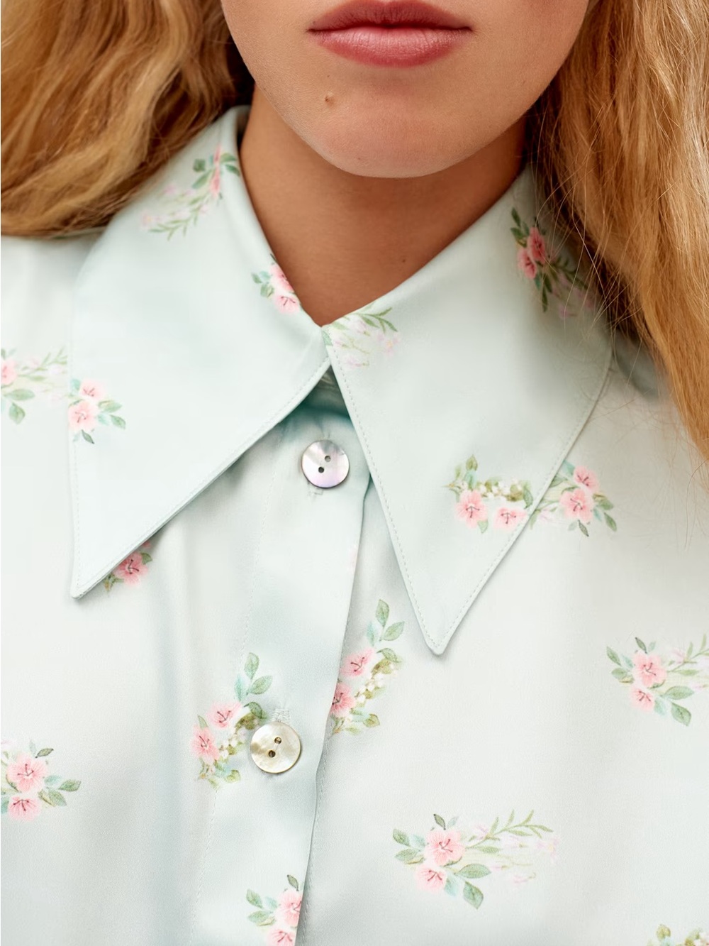 Sleeper Women's Blossom Printed Shirt in Mint - Picture 3 of 6